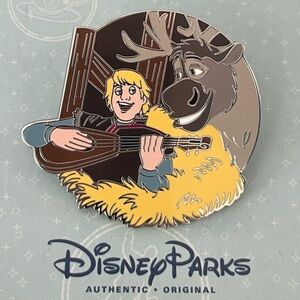 Disney Parks Frozen Reindeer Sven and Kristoff Singing Guitar Pin